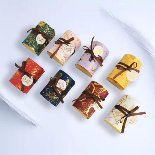 Buy Ribbon Bronzing Cardboard Food Packaging Wedding Candy Boxes 10g/Pcs at wholesale prices