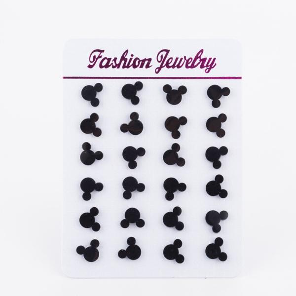 New Fashion Cute Mickey Earrings Black Children Kids Jewelry Cartoon Mouse Animal Stud Earrings