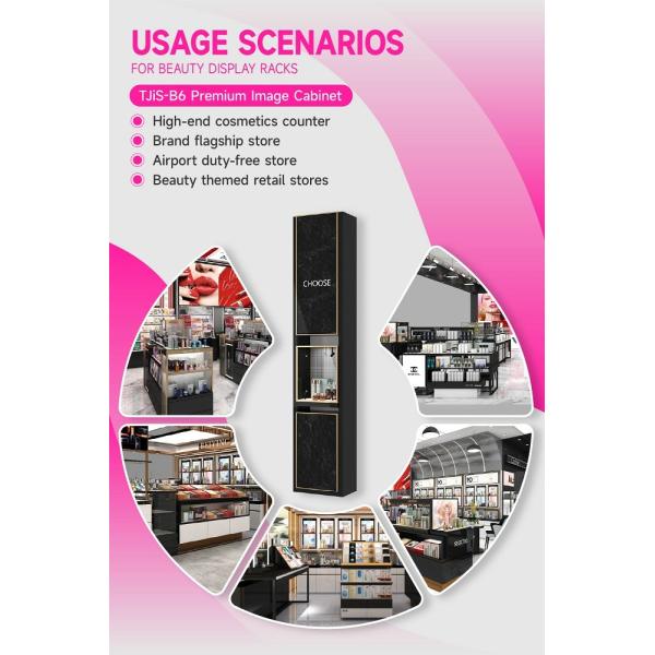 TJiS-B6 3mm Ceramic White Acrylic Letters Skincare Display Cabinet with LED Lights