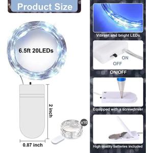 Cold White LED Fairy Lights 20pcs Battery Operated Mini String Lights For