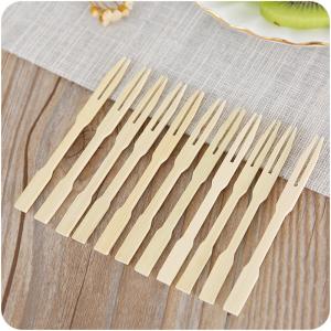 Disposable Bamboo Party Forks Mini Wooden Cocktail Forks For Dessert Cake
