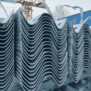 Powder Coated Highway Barrier Roadway Thrie Beam Guardrail Traffic Crash