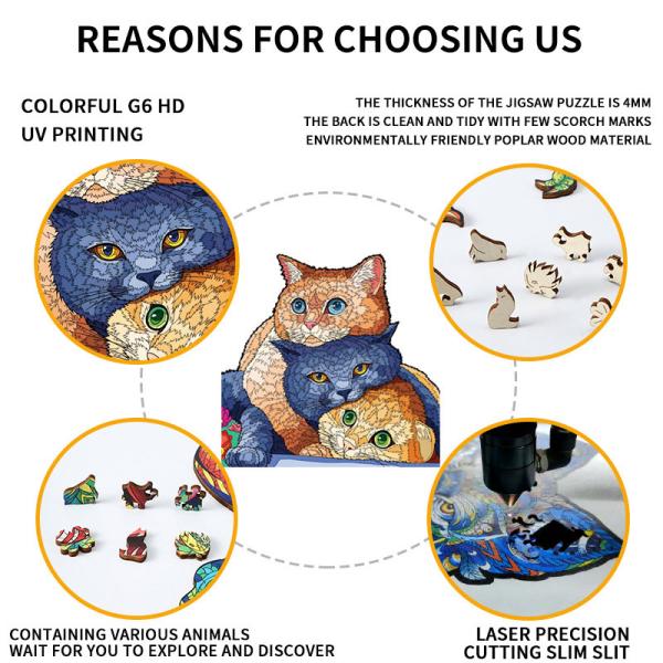 Wooden Puzzle Brain Teasers Toy Irregular Jigsaw 3D Colorful Educational Gift for Kids