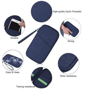 Customized Travel Document Organiser Wallet With 210D Polyester Lining