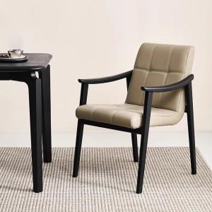 Quality Home High End PU Leather Modern Dining Chair Solid Wood Frame Master Chair for sale