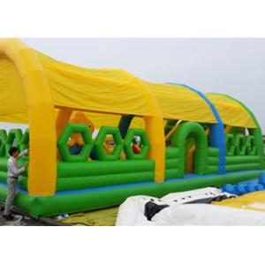 Water Proof And Fire Retardant Inflatable Amusement Park with Roof in Green