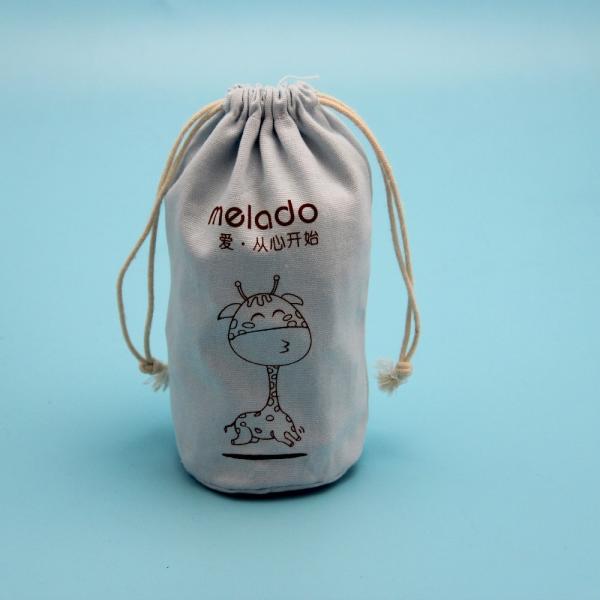 Round Bottom Natural Drawstring Bag , Reusable Wine Pouch With Drawstring