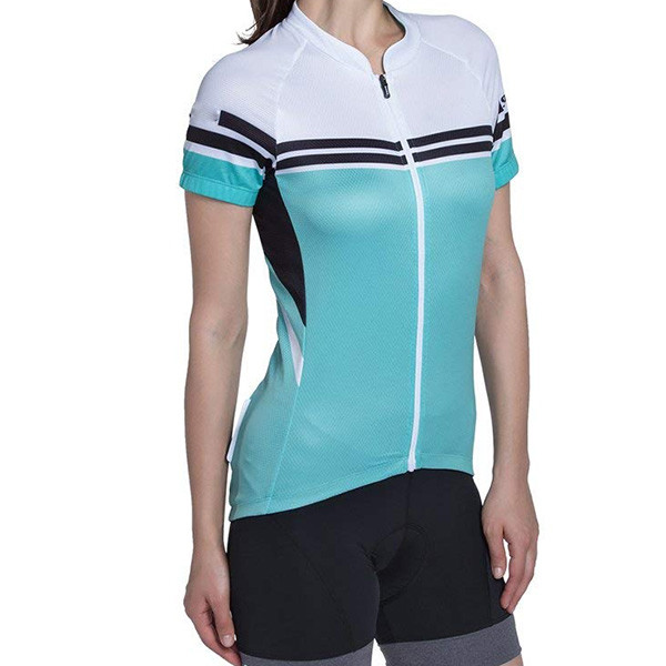 Buy V Neck Full Zip Breathable 100% Polyester Summer Cycling Tops at wholesale prices
