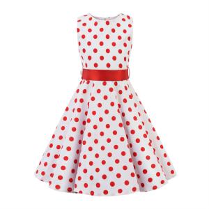 Polka Dot Flower Show Skirt Retro Cotton Kids Clothing
