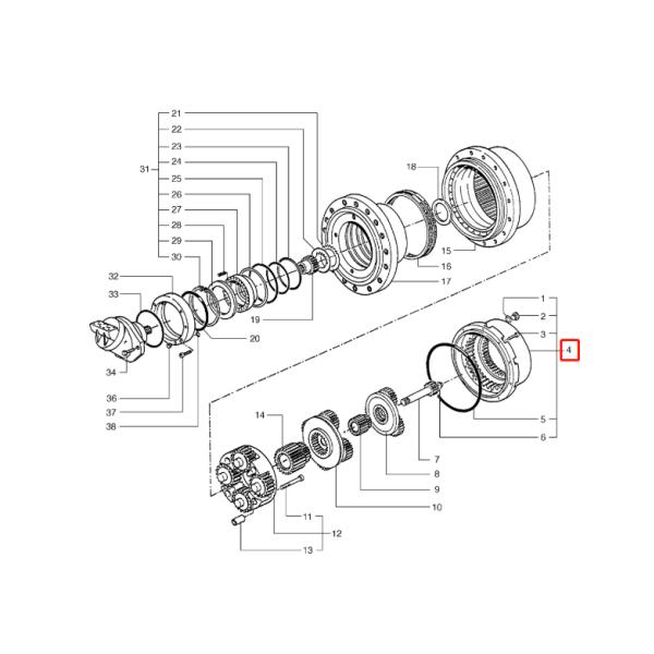 DX470 720968010 237179021 Planetary Gear Parts Travel Gearbox Cover Gear Ring
