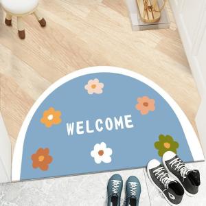 Cartoon Flower Polyester Fiber Floor Carpet Rug Half Circular