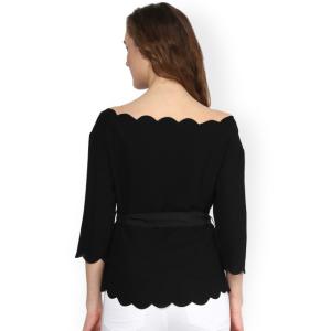 Women Fashionable Black Scalloped Top