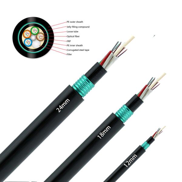 Buy GYFTY53 Direct Burial Span 100m 12 60 72 144 Cores Armored 12mm 18mm 24mm Fiber Optic Cable at wholesale prices