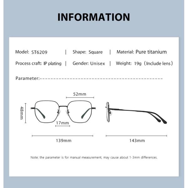 Polygonal Titanium Frame Glasses Blue Light Blocking Lens For Men And Women