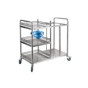 Three Shelf SS Medical Trolley , Hospital Linen Trolley Stainless Steel