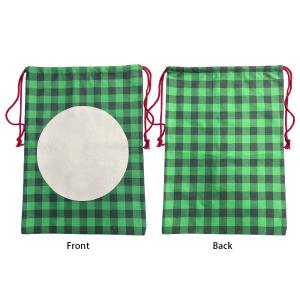 Sublimation Christmas Blanks Santa Sack Drawstring Buffalo Plaid Linen