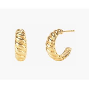 Croissant Dome Hoop Earrings 18K Gold Plated Silver Croissant Dome Hoops