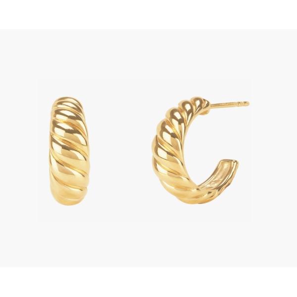 Buy Croissant Dome Hoop Earrings 18K Gold Plated Silver Croissant Dome Hoops at wholesale prices