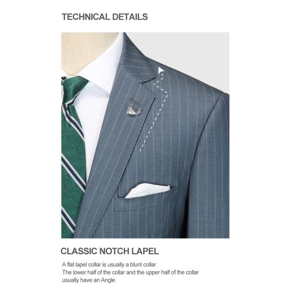 Men's 2 Pieces Business Outfit Vertical Striped Notch Lapel Single-breasted Two Buttons