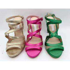 3 Inch Ladies Soft Leather Sandals Open Toe Elastic Stiletto High Heel Sandals