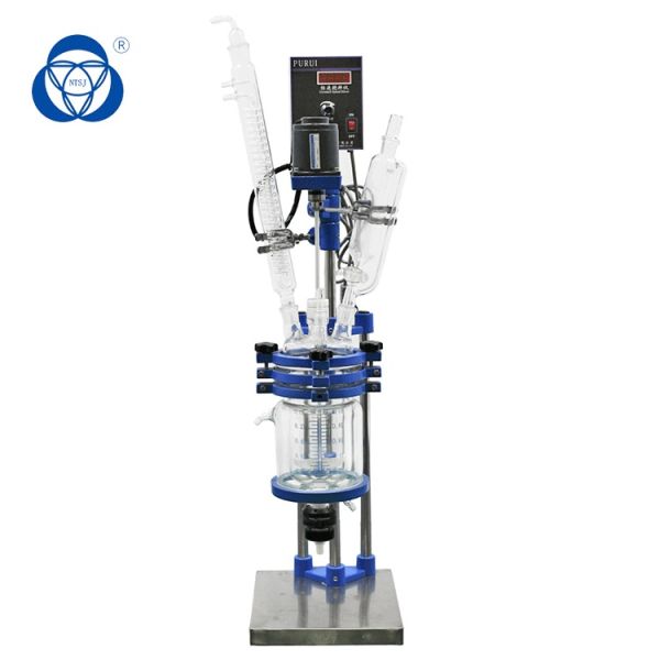 Buy Automatic 1L Volume Jacketed Glass Reactor Vessel with 3.3 Borosilicate Glass and 304 Stainless Steel Frame at wholesale prices