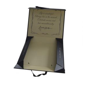 Folding Gift Packaging Box Black Carboard Foldable Gift Box With Magnetic Lid