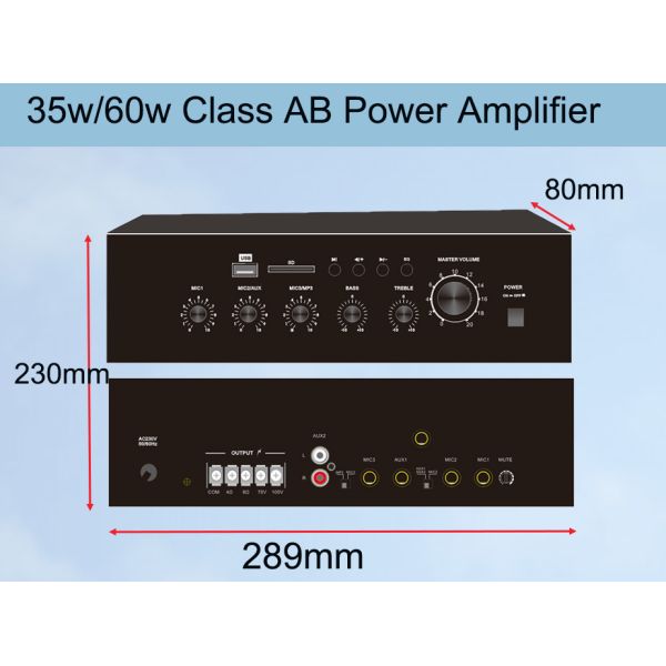 35W FM/Bluetooth/MP3 Class AB Table-top Small Amplifier 3 MIC Two-channel Amplifier