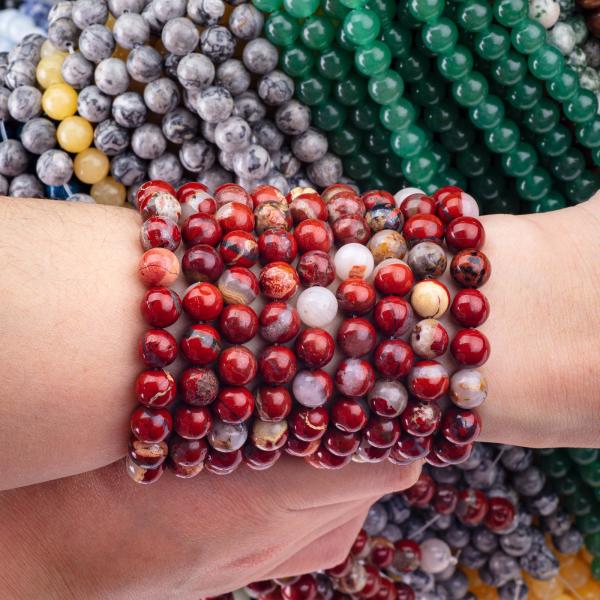 Natural Polished Crystal Red Jasper Gemstone Beads 8MM For DIY Unique Jewelry