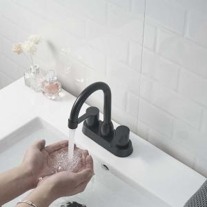 CUPC 4in Centerset 2 Handle Bathroom Faucet In Matte Black