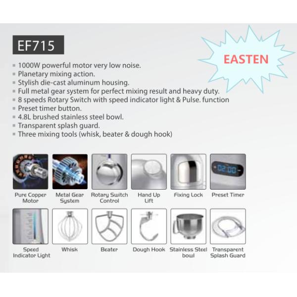 Easten Diecast Food Mixer EF715 / 4.8 Liters Electric Stand Mixer/ China Planetary Cake Mixer Price