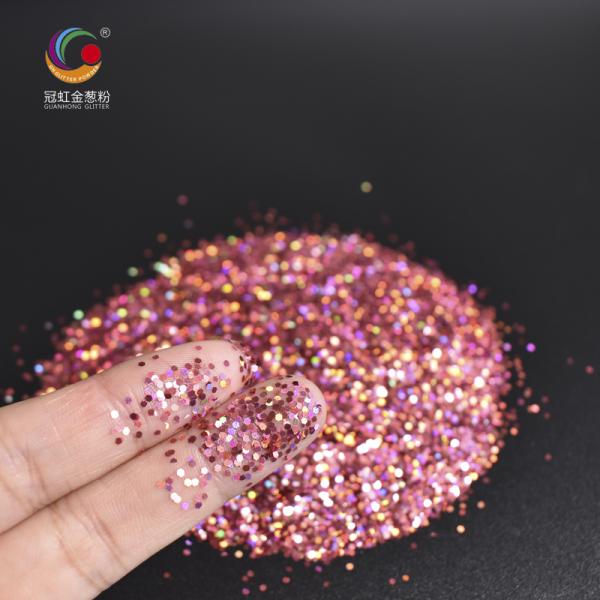 Pink Laser PET Hexagonal Bulk Holographic Glitter Nail Cosmetic Biodegradable Powder