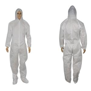 Personal Safety Hooded Disposable Coveralls , Breathable Disposable Protective