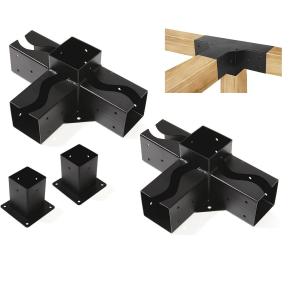 4-Way DIY Pergola Bracket Kit Wood Beams DIY Pergola Way Corne Brackets with Post Bases