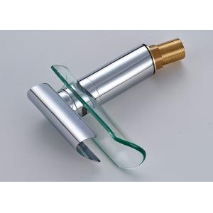 Glass Waterfall Spout Brass Bathroom Faucet ROVATE Stainless Steel Handle