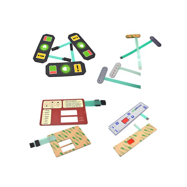 Light Weight Metal Dome Flat Membrane Switch 5 Colors Printing On Surface