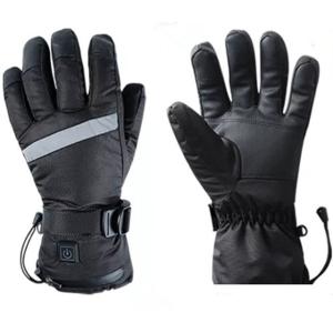 Five Finger Battery Warming Gloves One Button Leather Material