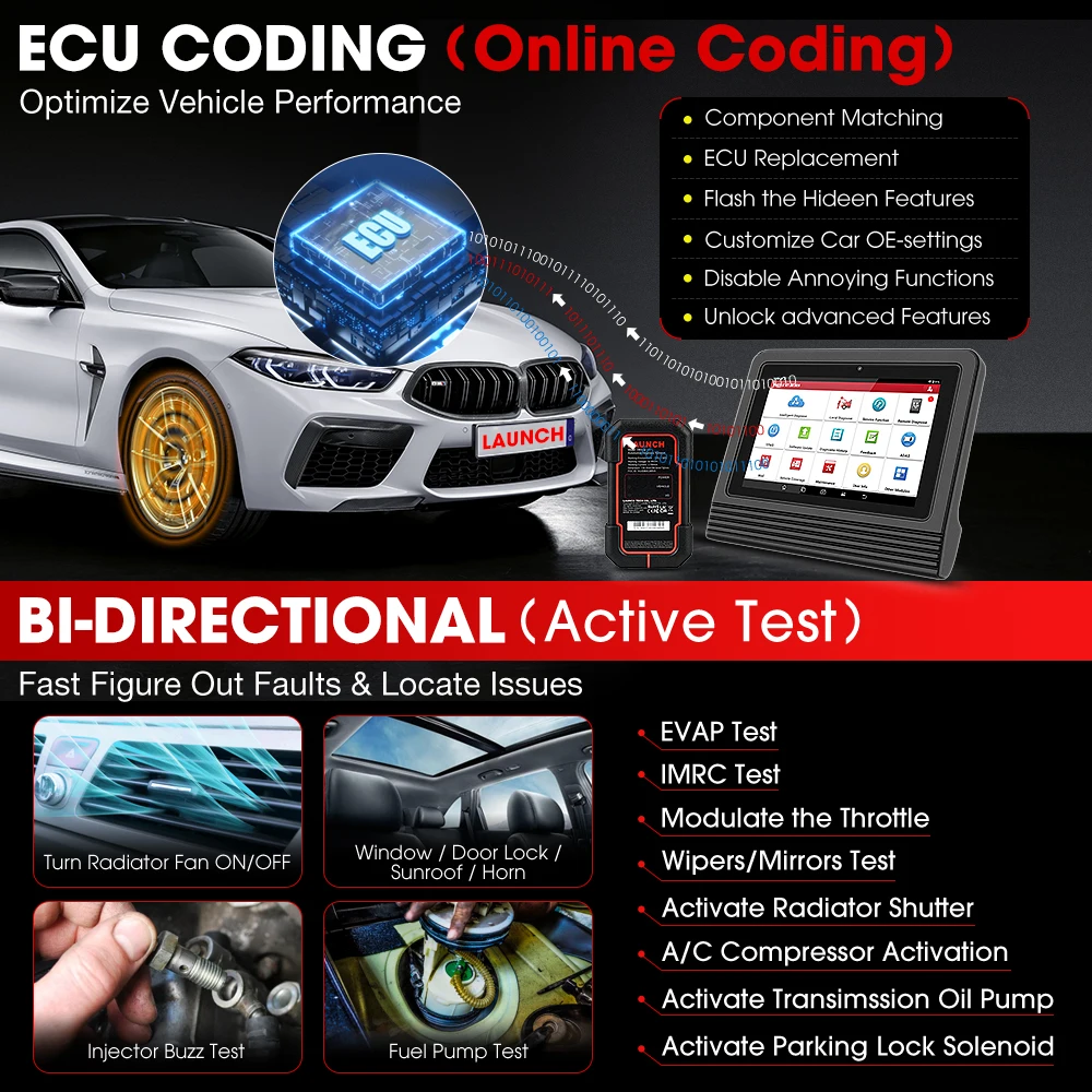 LAUNCH X431 PRO V 5.0 Car Diagnostic Tools Auto OBD2 Scanner All System ECU Coding Active Test Update Online PRO V5.0