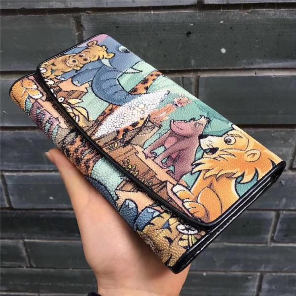 Animal Designer Authentic Stingray Skin Lady Large Trifold Wallet Genuine Leather Female Clutch Bag Women Card Purse