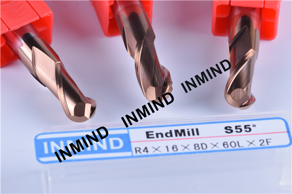 10 mm High Precision Ball Nose End Mill with HRC55 TiSiN Coating , 0.5 UM grain size