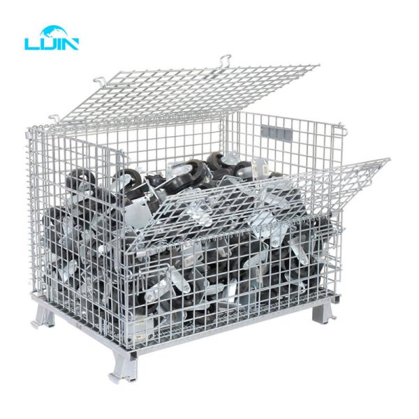 Customized Galvanized Collapsible Folded Stackable Warehouse Metal Wire Mesh