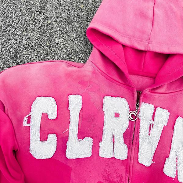 Breathable Distressed Applique Embroidery Hoodie Streetwear Hooded Sweatshirt