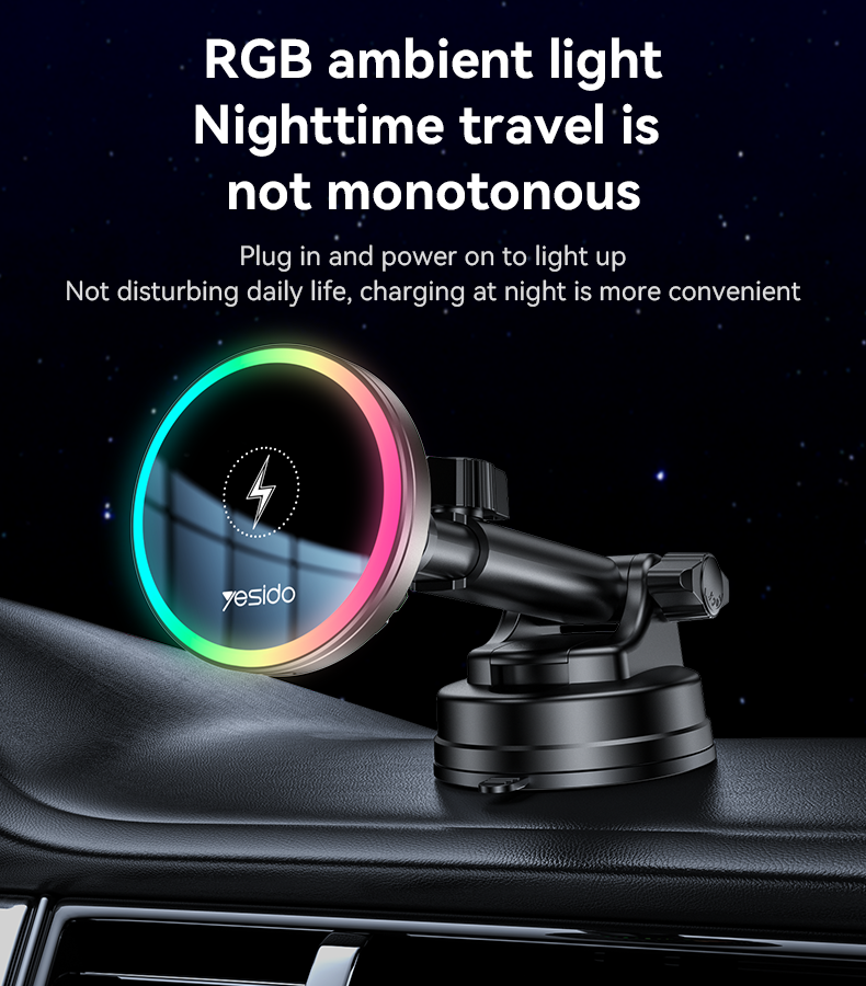 15W Fast Charging Magnetic Wireless Charger with 360° Magnetic Rotation and N52 Strong Magnetic Adsorption