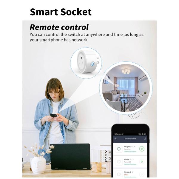 US Plug WIFI Smart Socket 16A Adapter Smart Life Tuya Wifi Plug Socket
