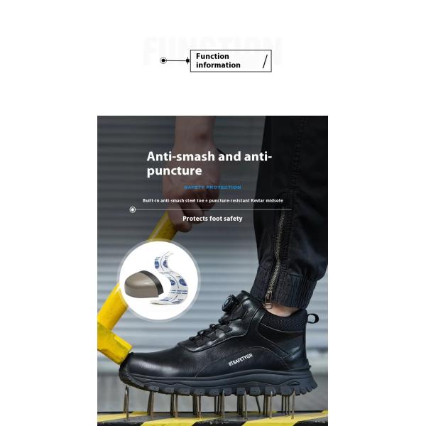 Men's Safety Shoes Kevlar Midsole Work Boots With Steel Toe And Rubber Sole