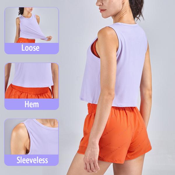 Buy Sleeveless Loose Yoga Workout Tops Women Fitness Sports Vest at wholesale prices