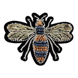 Wholesale Crystal Rhinestone Bee Embroidery Tooth Brush Patch Applique