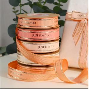 High quality 3D hot stamping grosgrain customized printed ribbon