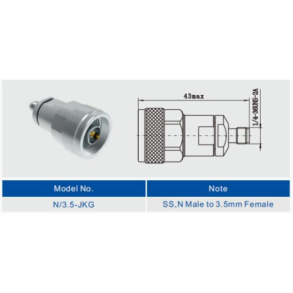 Straight N Female/Male To 3.5mm Wave Male / Female RF Coax Adapters With Stainless Steel Housing