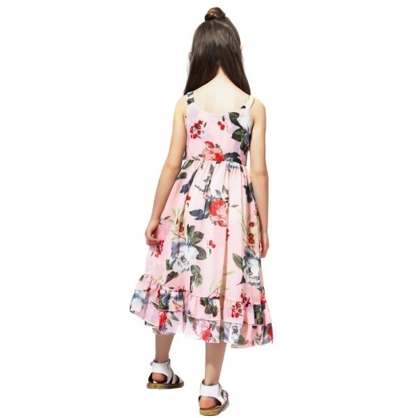 Girls Casual Summer Children'S Clothing Printed Off Shoulder Short Sleeve Ruffle A-Line