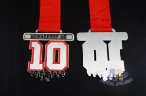 Marathon Half Or 10k and 5k Bespoke Custom Sports Events Medals With Printed Ribbon Antique Silver
